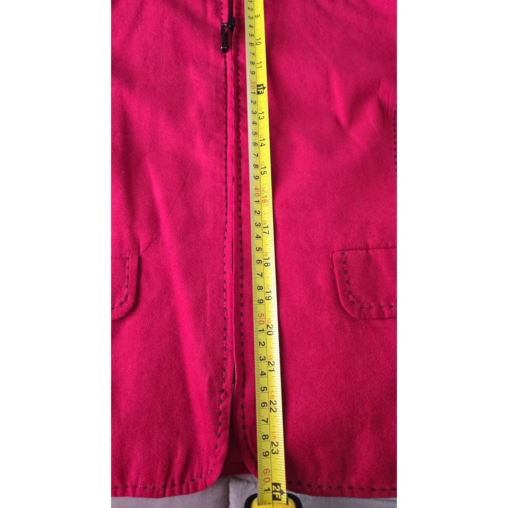 Vintage Red Micro Suede Jacket Women M Petite Cropped Tailor 90s Stitch Western